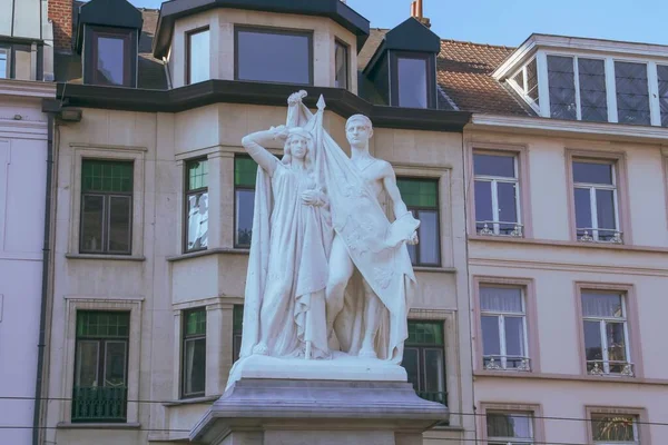 Ghent Belgium 2016 Statue Honor Flemish Movement Built Artist Jan — Stock Photo, Image