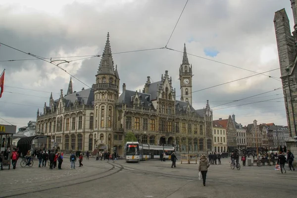 Gent Belçika 2016 Eski Postane Binasının Panoramik Manzarası Güzel Bir — Stok fotoğraf