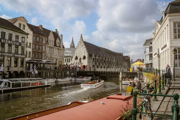 Γάνδη Βέλγιο 2016 Ποταμός Lys Leie Στη Γάνδη Εικόνα Από — Φωτογραφία Αρχείου