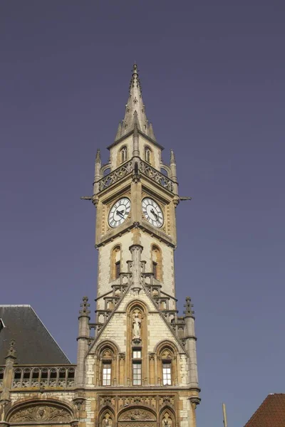 Torre Relógio Antigo Correios Dia Ensolarado Ghent Bélgica 1909 Antigo — Fotografia de Stock