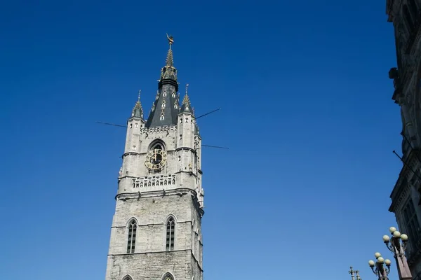 Campanário Ghent Uma Antiga Torre Medieval Centro Cidade Velha Ghent — Fotografia de Stock