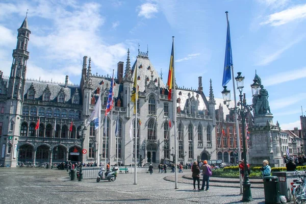 Bruges Belçika 2016 Pazar Meydanı Ndaki Batı Flanders Mahkemesi Neogotik — Stok fotoğraf