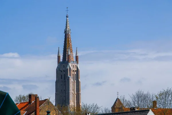 Kostel Panny Marie Střechy Města Bruggách Belgie Tento Katolický Kostel — Stock fotografie