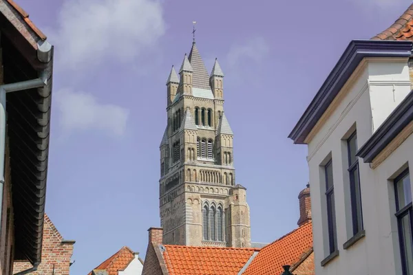Věž Katedrály Salvátora Hlavní Kostel Bruggách Belgie Katedrála Věnována Verrezen — Stock fotografie