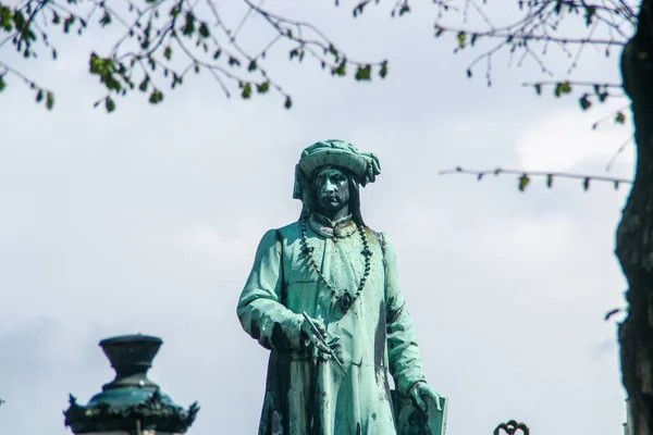 Statyn Jan Van Eyck Ligger Ett Torg Som Heter Jan — Stockfoto