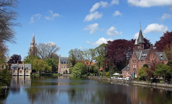 Lago Minnewater Nel Minnewaterpark Bruges Belgio Sulle Rive Del Lago — Foto Stock