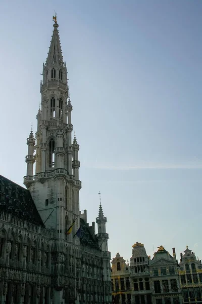Brüsszel Városháza Egy Középkori Gótikus Épület Található Híres Grand Place — Stock Fotó
