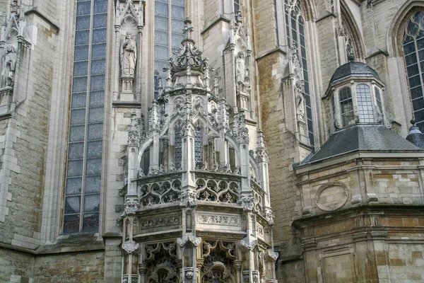 Eglise Notre Dame Sablon Bruxelles Belgique Détails Ornementaux Église Gothique — Photo