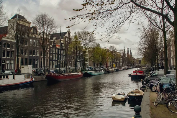 Vistas Del Canal Desde Puente Prinsenstraat Inglés Princes Street Amsterdam —  Fotos de Stock