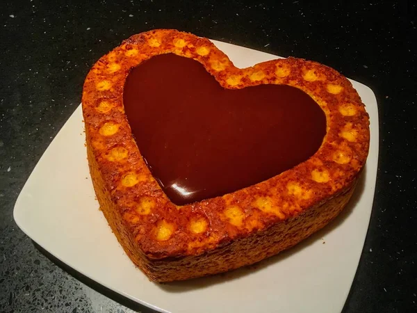 Alla Hjärtans Tårta Apelsin Och Choklad Tårta — Stockfoto