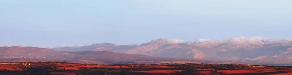 Serra Guadarrama Vista Norte Cidade Madrid Amanhecer Picos Das Montanhas — Fotografia de Stock