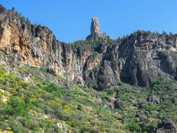 Peak Named Roque Nublo Tejeda Gran Canaria Island Spain View — Stock Photo, Image