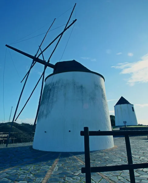 Windmills Sanlucar Guadiana Southern Spain Restored Traditional Mills Located Hill — Stock Photo, Image