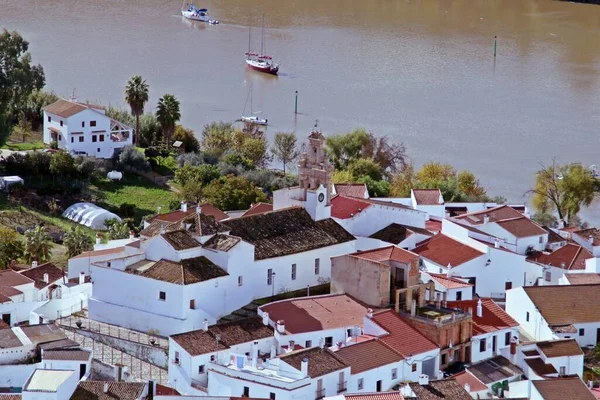 Church Our Lady Flowers Small Andalusian Town Sanlucar Guadiana View — Stock Photo, Image