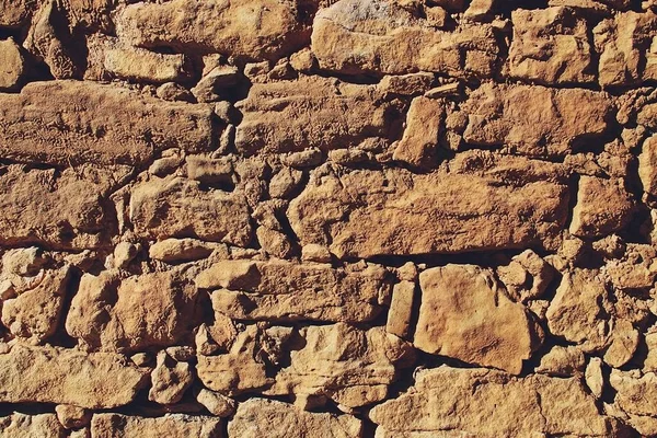 Rock Wall Eroded Passage Time Worn Masonry Wall Grooves Edges — Stockfoto