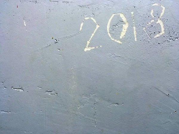 Number 2018 Engraved Wall Rough Gray Wall Number Year 2018 — Foto de Stock