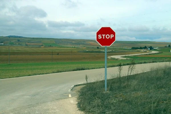 Stop Sign 928 Road Torresavinan Exit Torrechoma Del Campo Spain — Fotografia de Stock