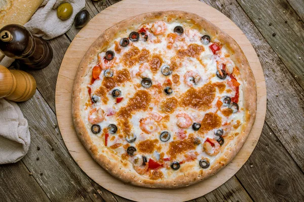 Pizza Seafood Food Background — стоковое фото