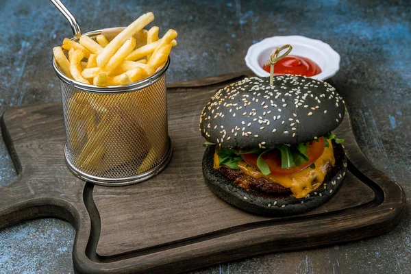 Black Burger with meat