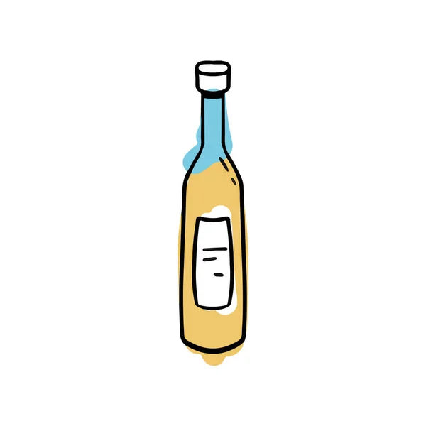 Bouteille de vin blanc à main levée — Image vectorielle