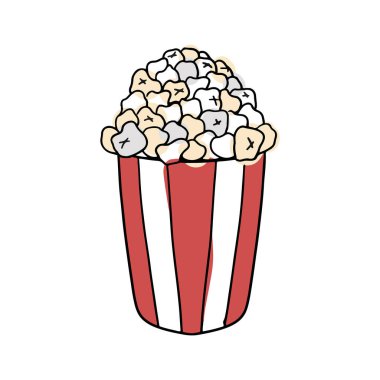 Colored doodle popcorn cup vector