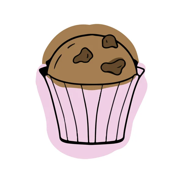 Vecteur de tasse de muffin doodle coloré — Image vectorielle