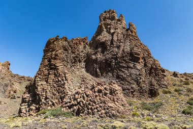 La Katedral kaya oluşumu bazalt sütun yapısı, Teide Ulusal Parkı, Tenerife, İspanya