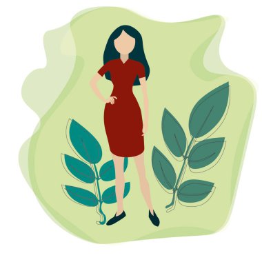 Soyut modern kadın resimleri, sanatsal modaya uygun arka plan şablonları, poster kartları ile karşılaşıyor. Modayı takip eden sanat eserleri, arka planda asgari duvar resimleri. Elle çizilmiş düz biçim