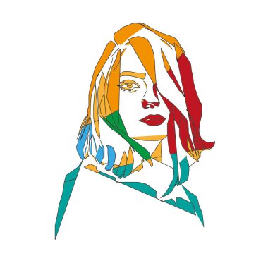 Abstract modern woman people faces portraits artistic trendy background templates poster cards. Trendy art minimal background poster wall art print. Illustration in hand drawn flat style