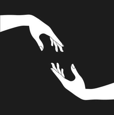 human hands icon over white background, minimalist tattoo concept, line style