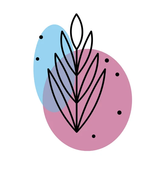 Silhouette. Collection hand drawn, botanical and healing isolated plants.Herbs design template.Twigs and leaves with abstract colorful forms