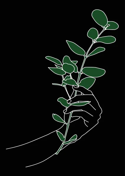 Line Art Abstract Illustration Icons Hand Holding Plant — Stock Fotó