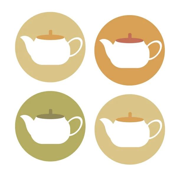 Teapot Set Icons Banners Kitchen Items Illustration — ストック写真