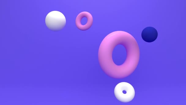 Cercle blanc et anneau rose. Animation abstraite en boucle — Video