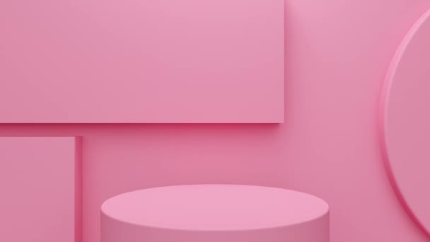 Pink podium and a wall with figures. Abstract loop animation — 图库视频影像