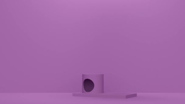 Lilac room with a house for a pet cat. Abstract animation — стоковое видео