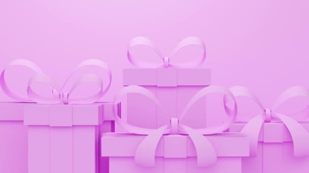 Абстрактний рожевий фон з подарунками. Мінімальний сучасний безшовний дизайн руху . — стокове відео