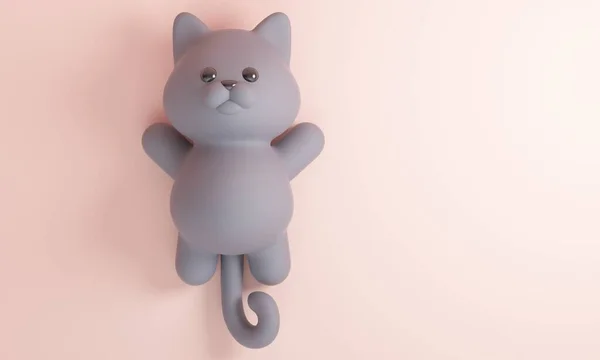 Aranyos brit macska bézs háttérrel. 3D-s renderelés — Stock Fotó