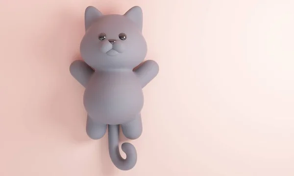 ベージュ地にかわいいイギリス猫。3Dレンダリング — ストック写真