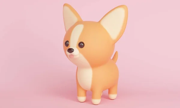 Милий собака чихуахуа на рожевому тлі. 3D візуалізація — стокове фото