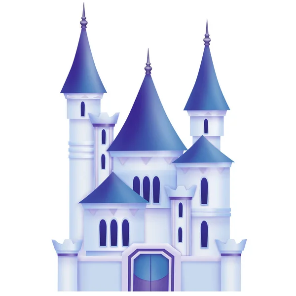 Medieval Castle Blue Roof Isolated White Background Cute Illustration — Foto de Stock