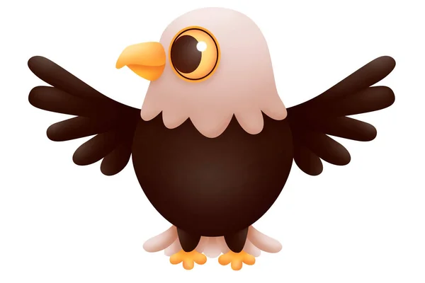 Cartoon Eagle Open Wings Isolated White Background Cute Illustration — Foto de Stock