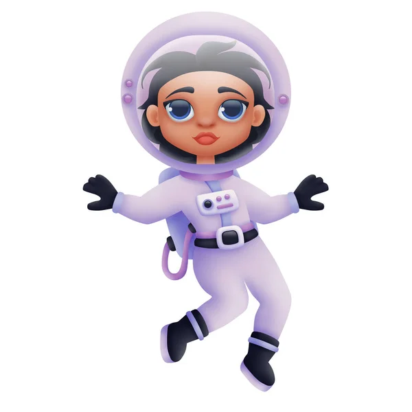 Woman Astronaut Spacesuit Isolated White Background Digital Illustration — Stock fotografie