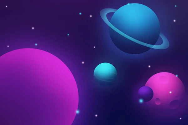 Space landscape with planets and stars. Game backdrop. Digital illustration.