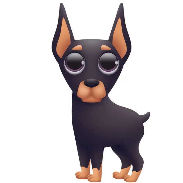 Dog Dobermann Big Eyes Isolated White Background Digital Illustration — Photo