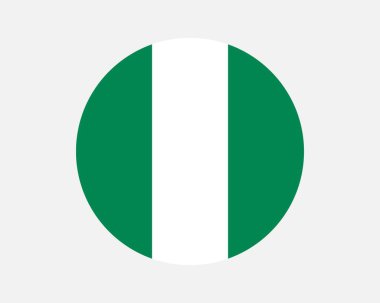 Nigeria Round Country Flag. Nigerian Circle National Flag. Federal Republic of Nigeria Circular Shape Button Banner. EPS Vector Illustration.