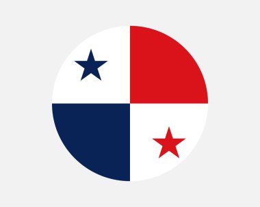 Panama Round Country Flag. Panamanian Circle National Flag. Republic of Panama Circular Shape Button Banner. EPS Vector Illustration.
