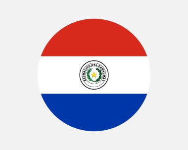 Paraguay Round Country Flag. Paraguayan Circle National Flag. Republic of Paraguay Circular Shape Button Banner. EPS Vector Illustration.