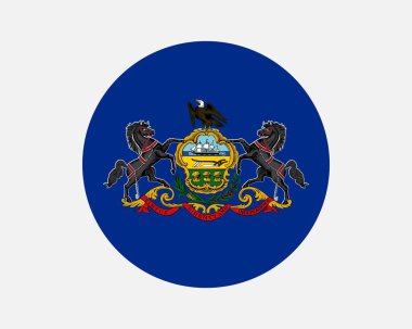 Pennsylvania USA Round State Flag. PA, US Circle Flag. State of Pennsylvania, United States of America Circular Shape Button Banner. EPS Vector Illustration.