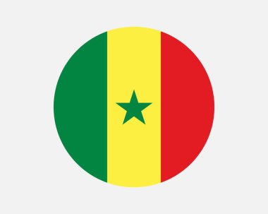 Senegal Round Country Flag. Senegalese Circle National Flag. Republic of Senegal Circular Shape Button Banner. EPS Vector Illustration.